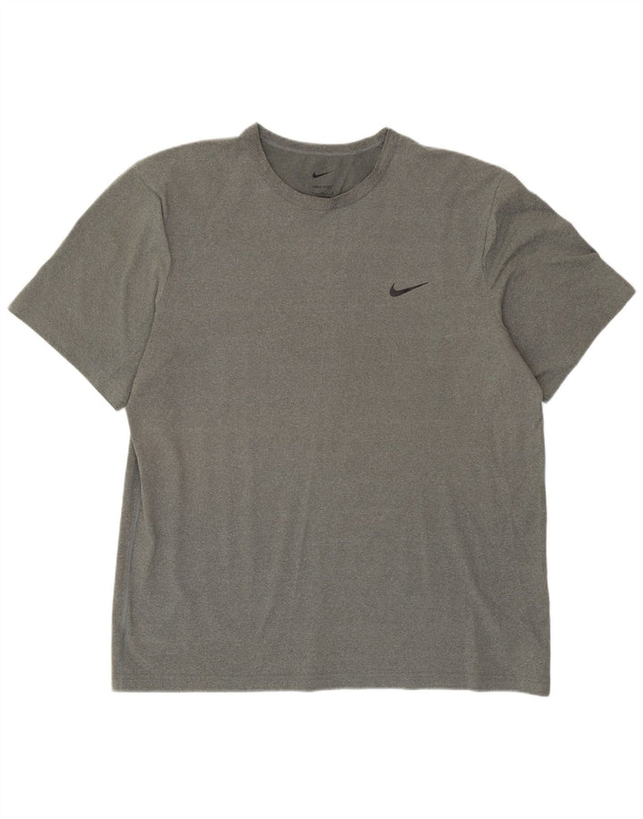 Nike Herren Dri Fit T-Shirt Top Large Grau Polyester
