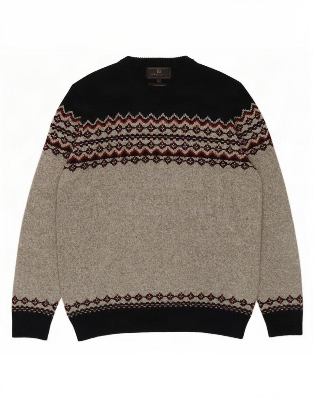Marks & Spencer Herren-Pullover mit Rundhalsausschnitt, Mittelgrau, Fair Isle