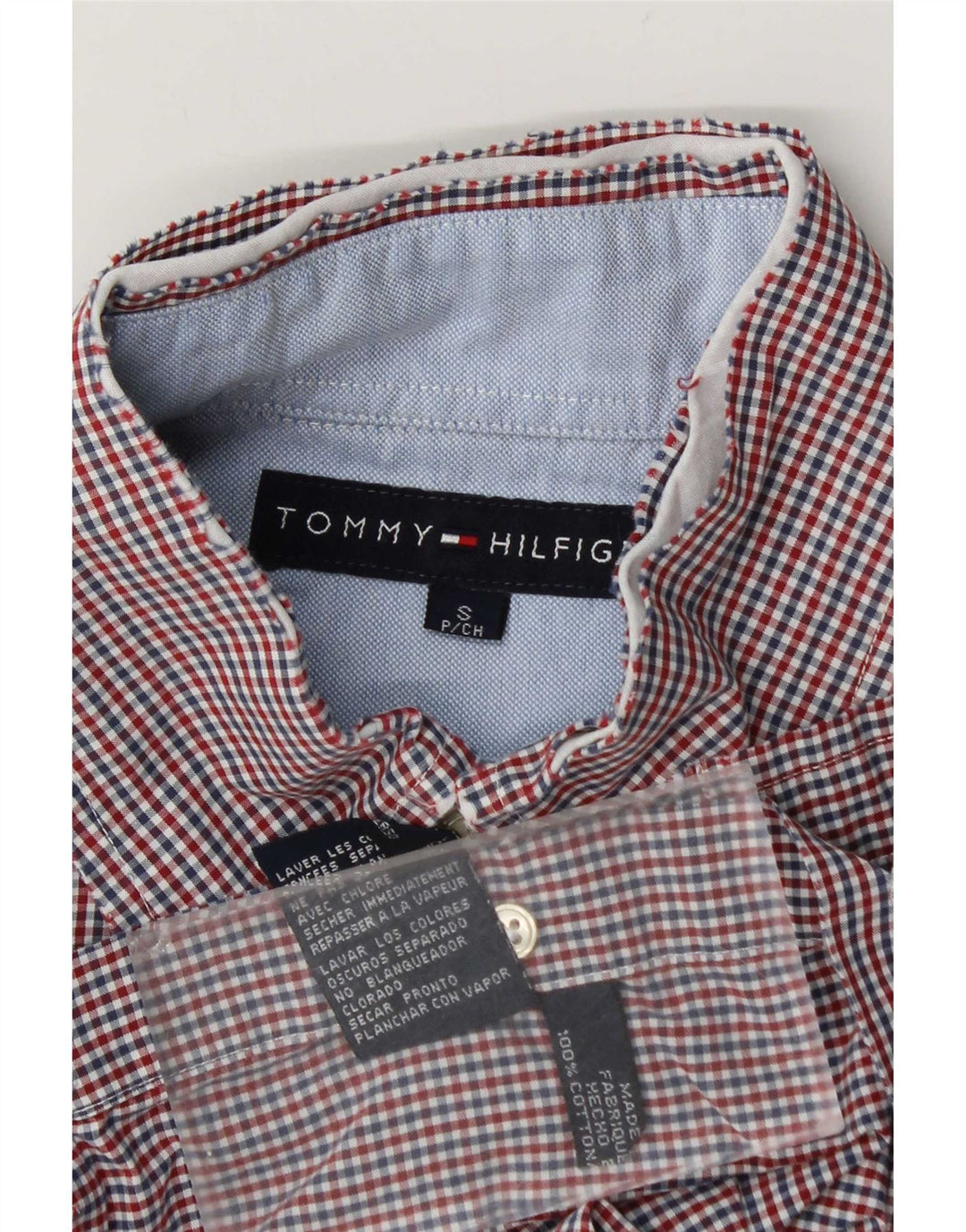 Tommy Hilfiger Herrenhemd, kleine rote Gingham-Baumwolle