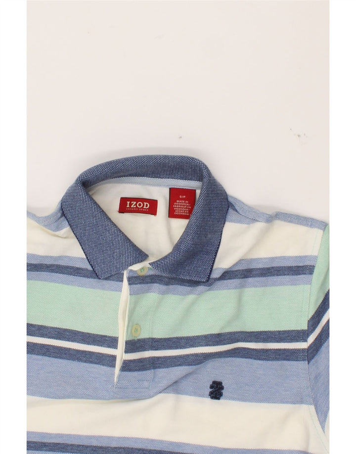 IZOD Mens Polo Shirt Small Blue Striped Cotton Vintage Izod and Second-Hand Izod from Messina Hembry 