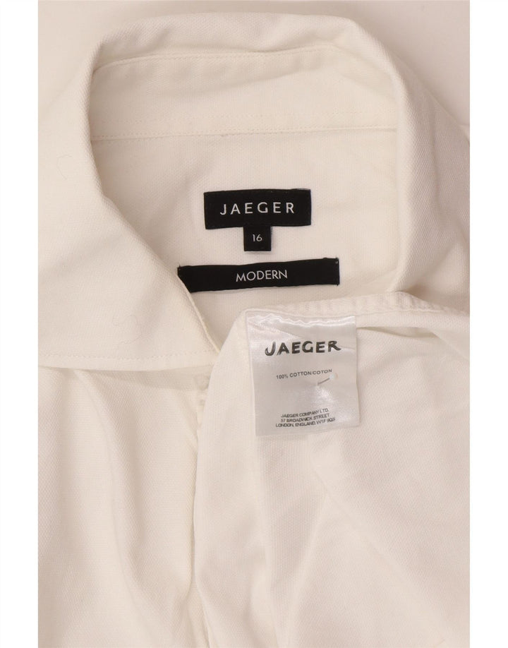 Jaeger Herren-Hemd mit moderner Passform, Größe 16, große weiße Baumwolle