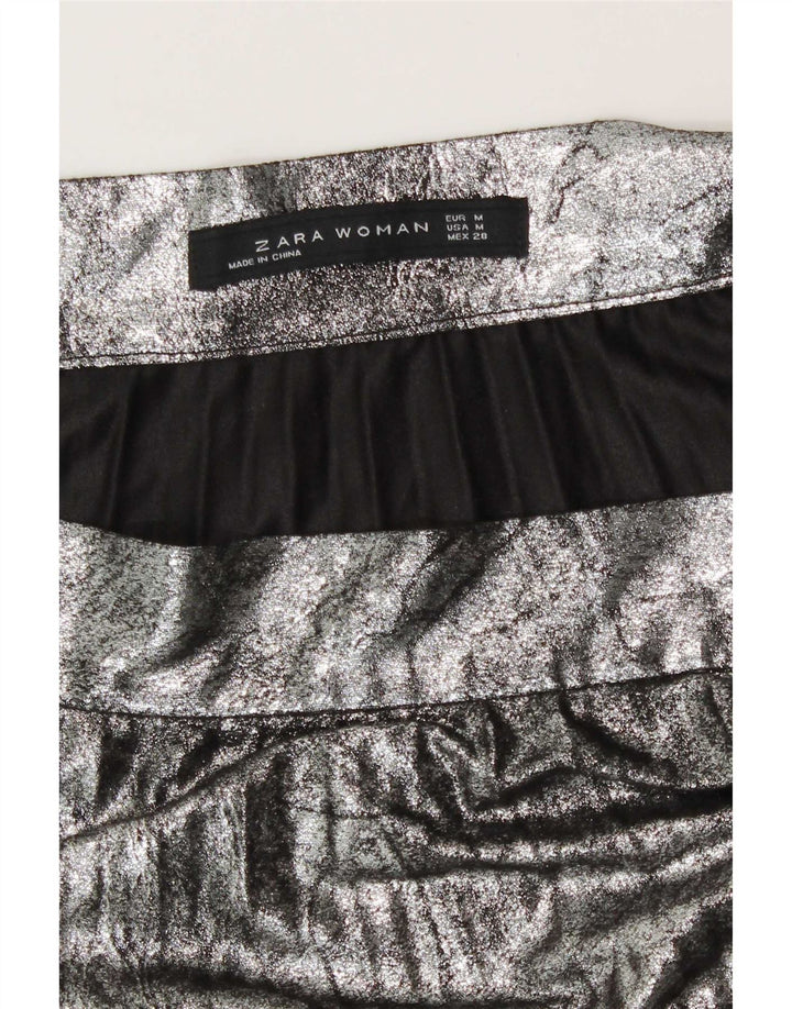 Zara Damen Messerfaltenrock Mittel W28 Silber