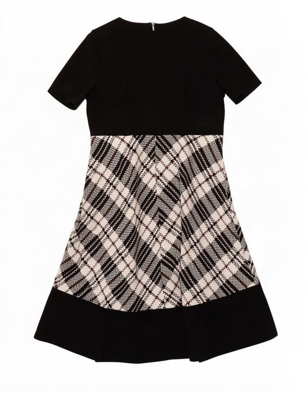 Marks & Spencer Damen A-Linien-Kleid UK 18 XL Schwarz karierte Baumwolle