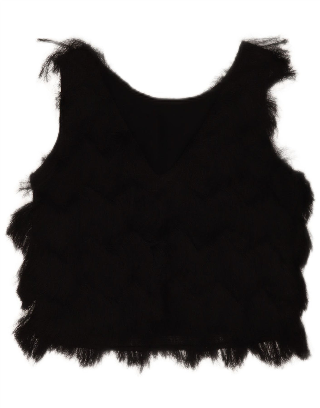Ärmelloses Crop-Blusenoberteil für Damen von Zara, Gr. 10, Größe S, Schwarz, Polyester