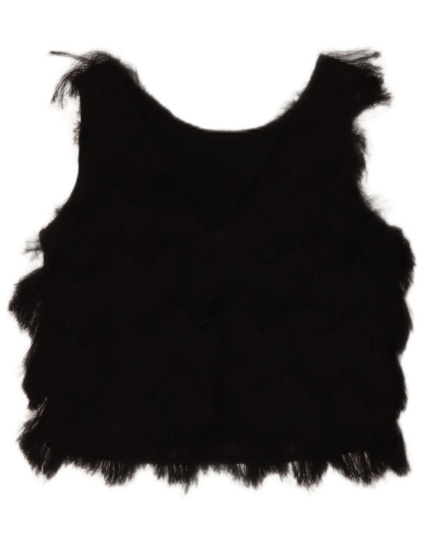 Ärmelloses Crop-Blusenoberteil für Damen von Zara, Gr. 10, Größe S, Schwarz, Polyester