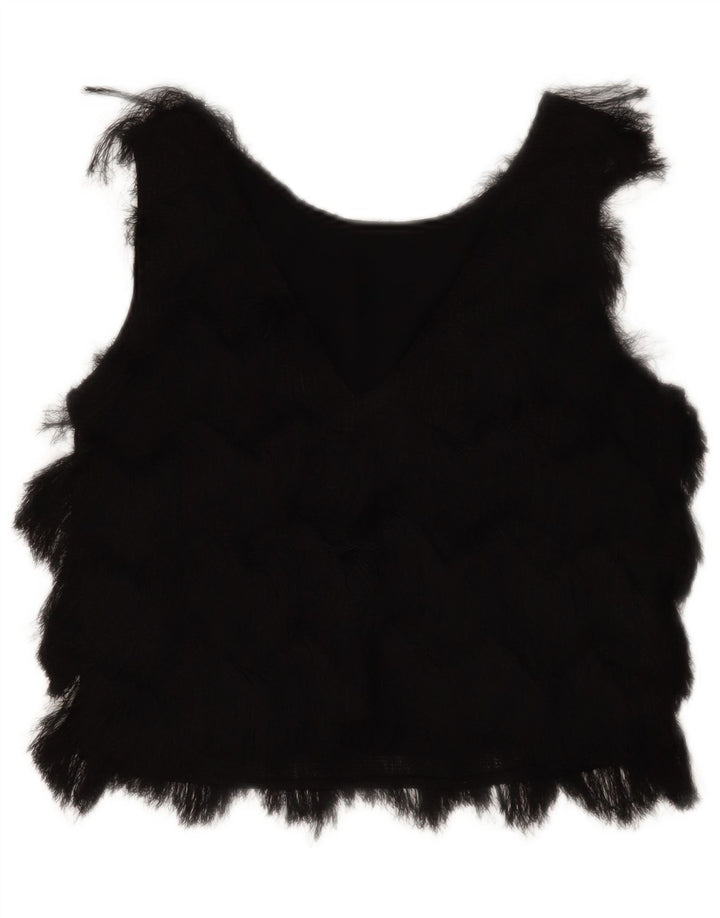 Ärmelloses Crop-Blusenoberteil für Damen von Zara, Gr. 10, Größe S, Schwarz, Polyester