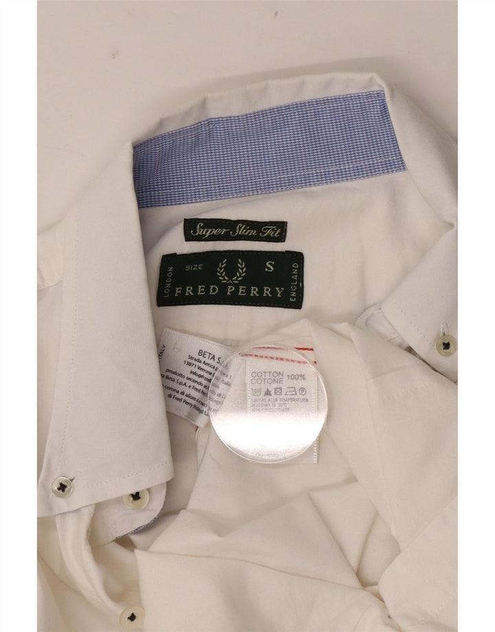 Fred Perry Herren-Hemd, Super Slim Fit, Größe S, weiße Baumwolle