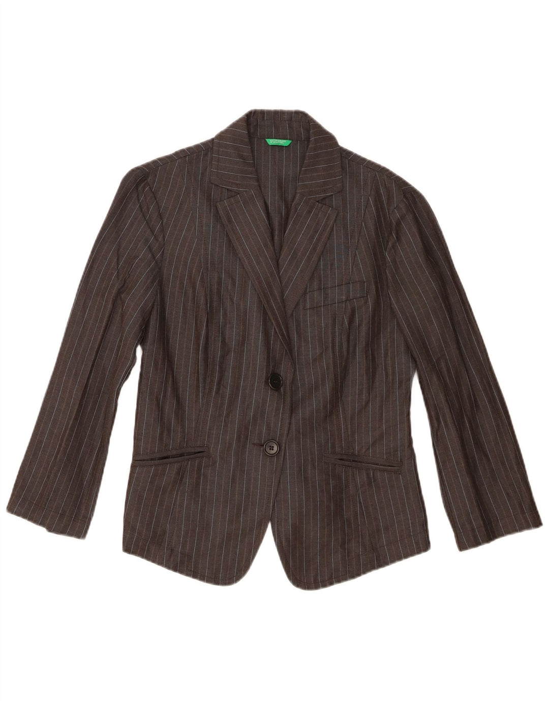 Benetton Damen-Blazer mit 2 Knöpfen, IT 44, mittelgrau, gestreift, Viskose