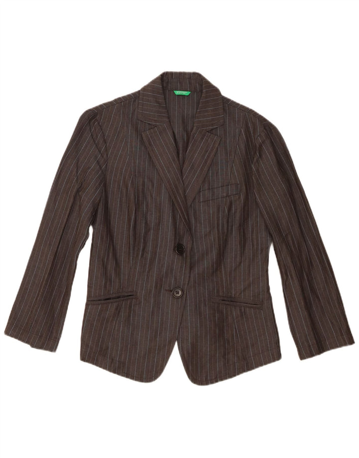 Benetton Damen-Blazer mit 2 Knöpfen, IT 44, mittelgrau, gestreift, Viskose