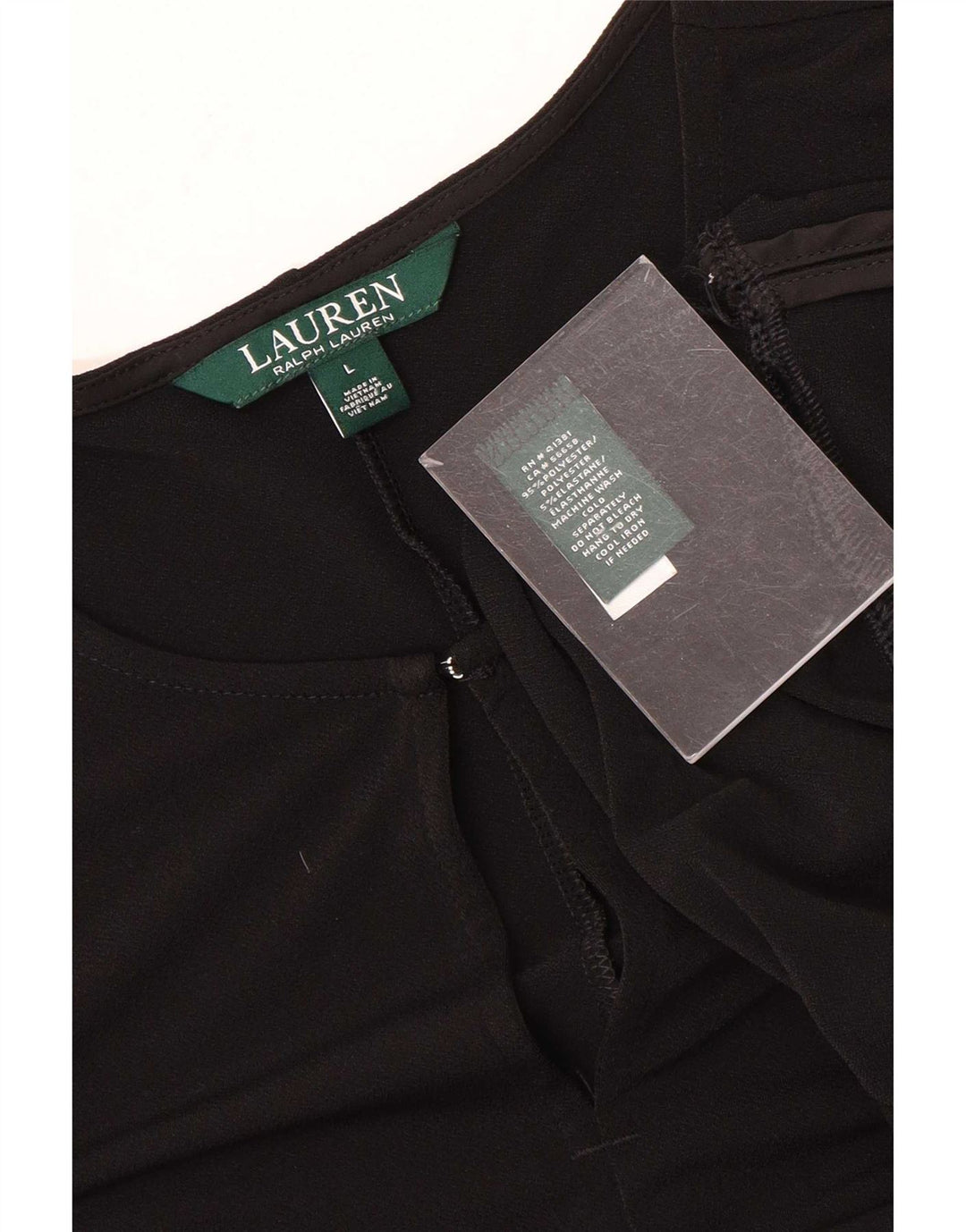 Ralph Lauren Damen-Tunika-Oberteil mit 3/4-Ärmeln, UK-Größe 40, Größe L, Schwarz, Polyester