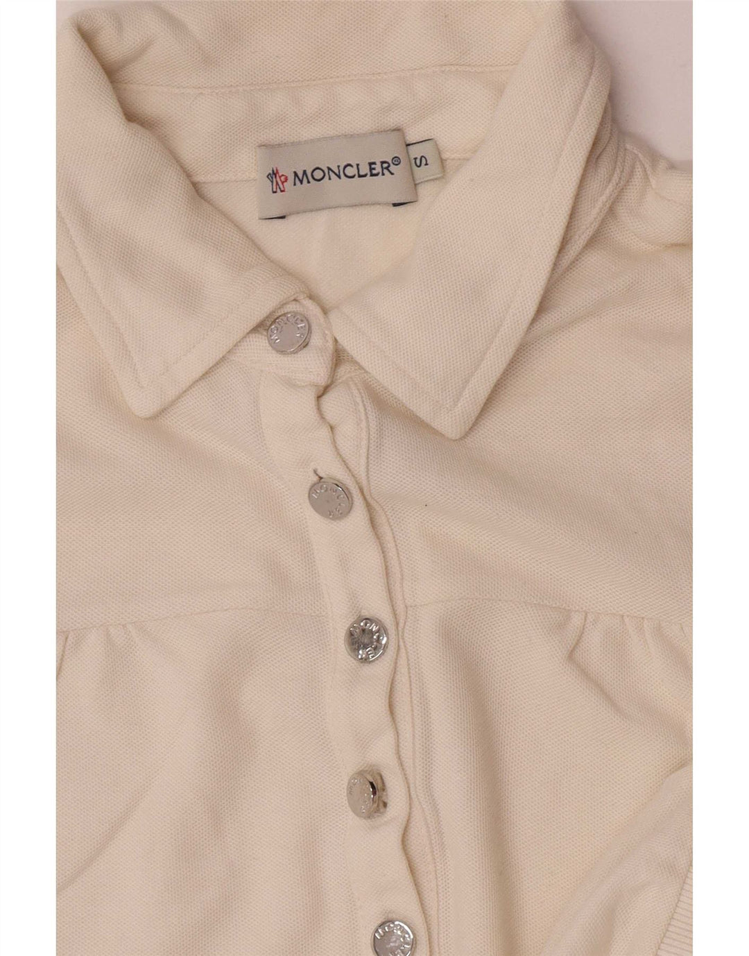 Moncler Damen Poloshirt UK 10 Small Off White gestreift