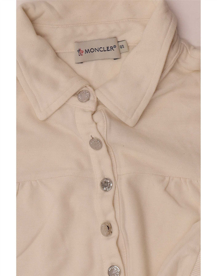Moncler Damen Poloshirt UK 10 Small Off White gestreift