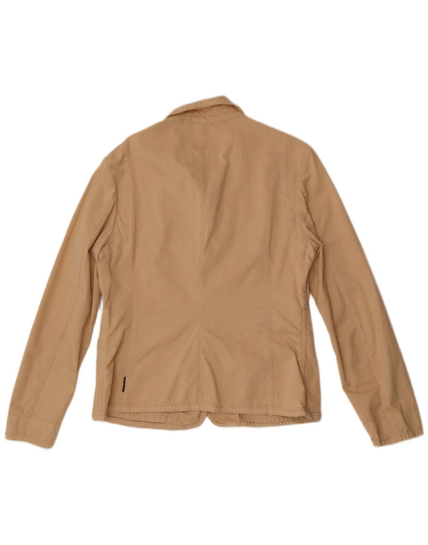 Moncler Womens übergroße 3-Knopf-Blazer-Jacke US 4 Small Beige Baumwolle