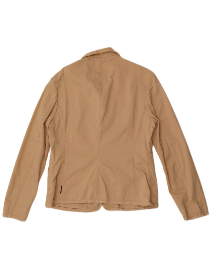 Moncler Womens übergroße 3-Knopf-Blazer-Jacke US 4 Small Beige Baumwolle