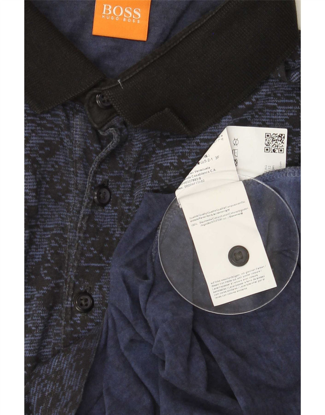 Hugo Boss Herren-Poloshirt aus mittlerer marineblauer Baumwolle mit Blumenmuster