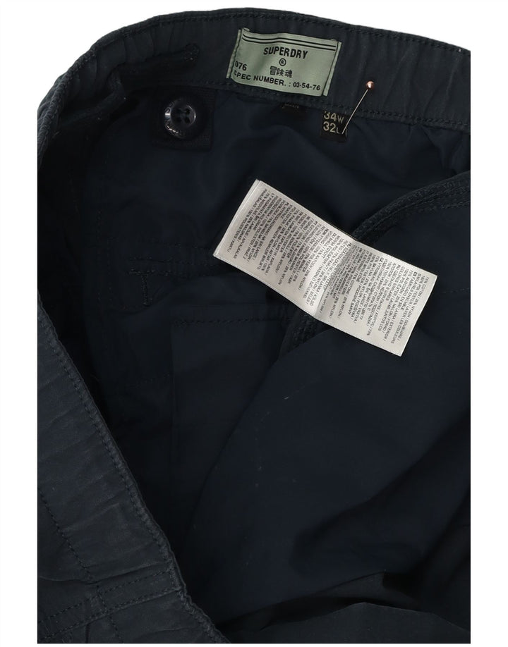SUPERDRY Herren Tapered Cargohose W34 L32 Marineblaue Baumwolle