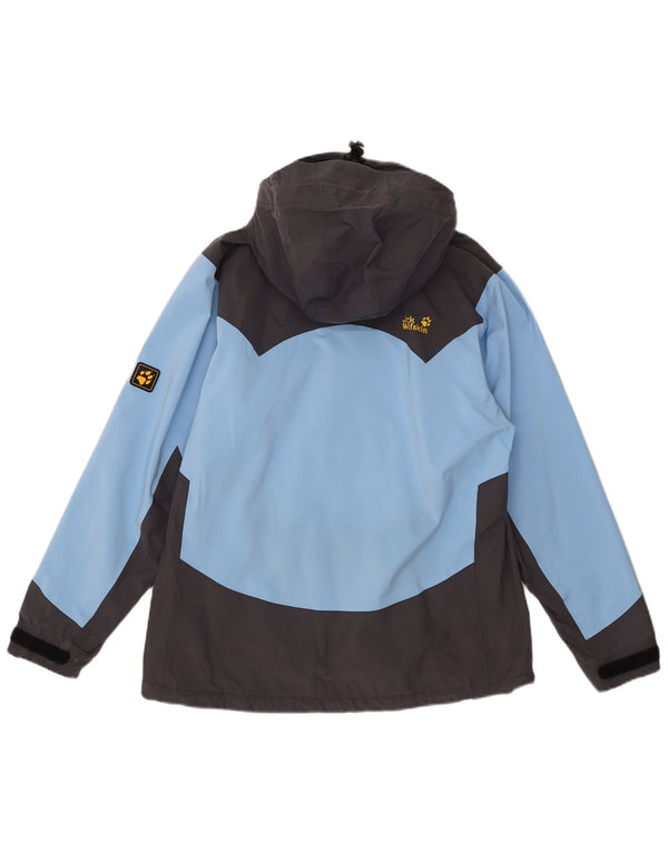 Jack Wolfskin Damen Regenjacke mit Kapuze UK 14/16 Large Blue Colourblock