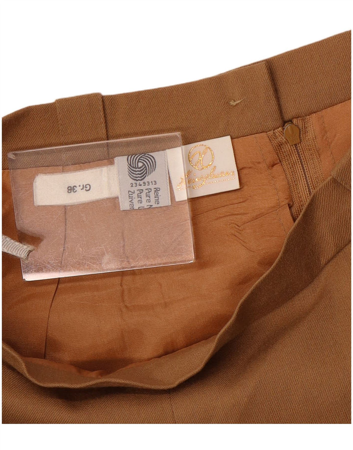 Vintage Damen High Waist A-Linie Rock EU 38 Medium W26 Braune Schurwolle