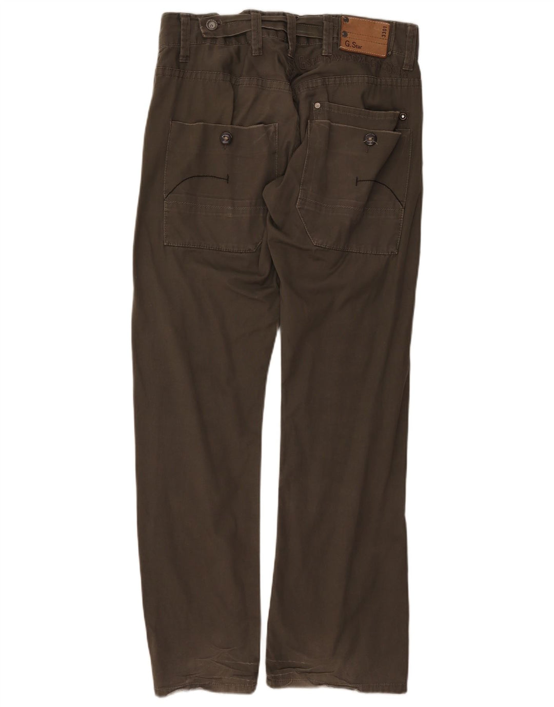 G-STAR Damen 3301 gerade Cargohose W33 L32 Khaki Baumwolle