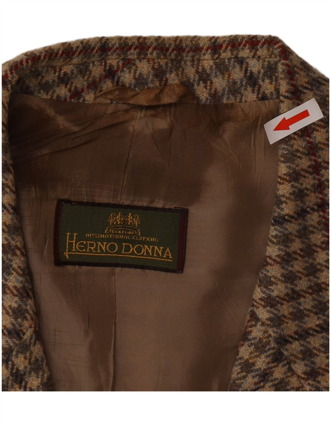 Herno Donna Damen 2-Knopf-Blazerjacke IT 50 XL Braune Hahnentrittwolle