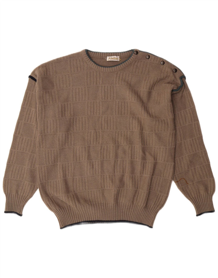 ALADINO Mens Crew Neck Jumper Sweater Large Grey Wool
