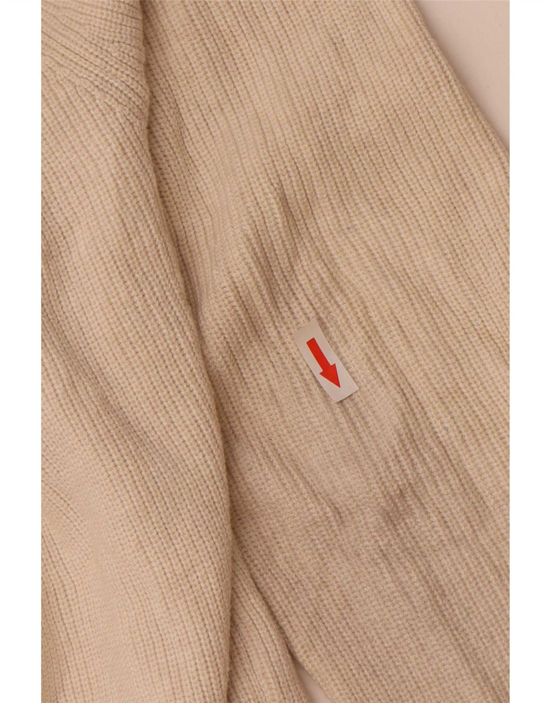 Zara Herren-Pullover mit U-Boot-Ausschnitt, mittlere, cremefarbene Baumwolle