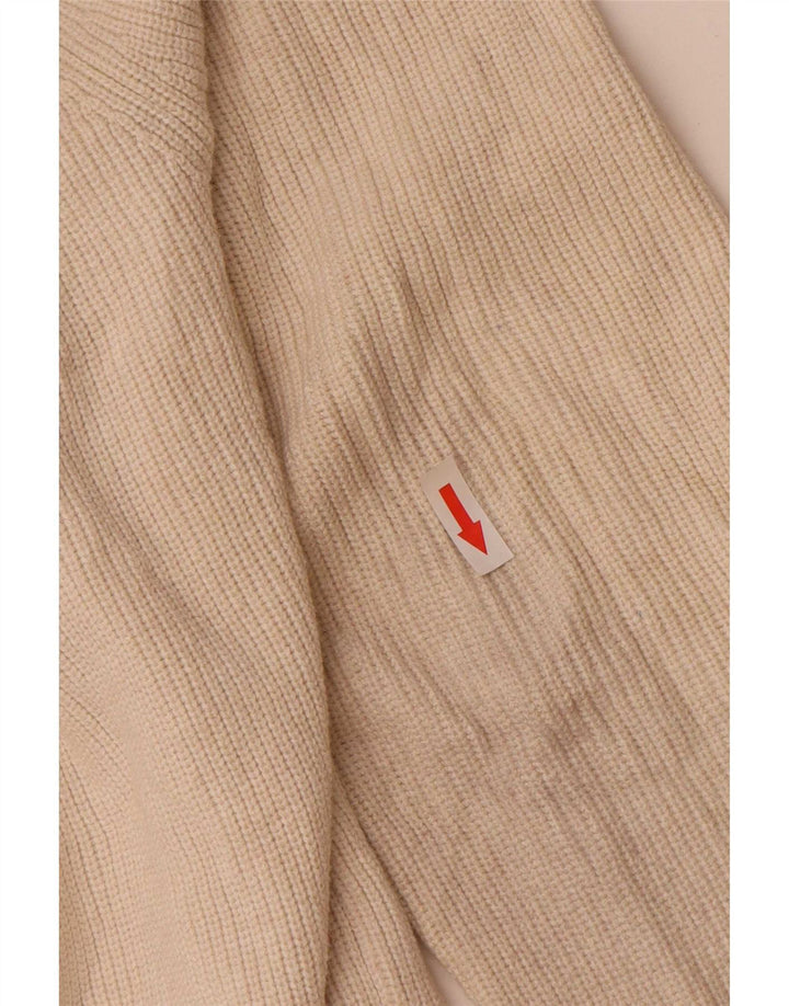 Zara Herren-Pullover mit U-Boot-Ausschnitt, mittlere, cremefarbene Baumwolle