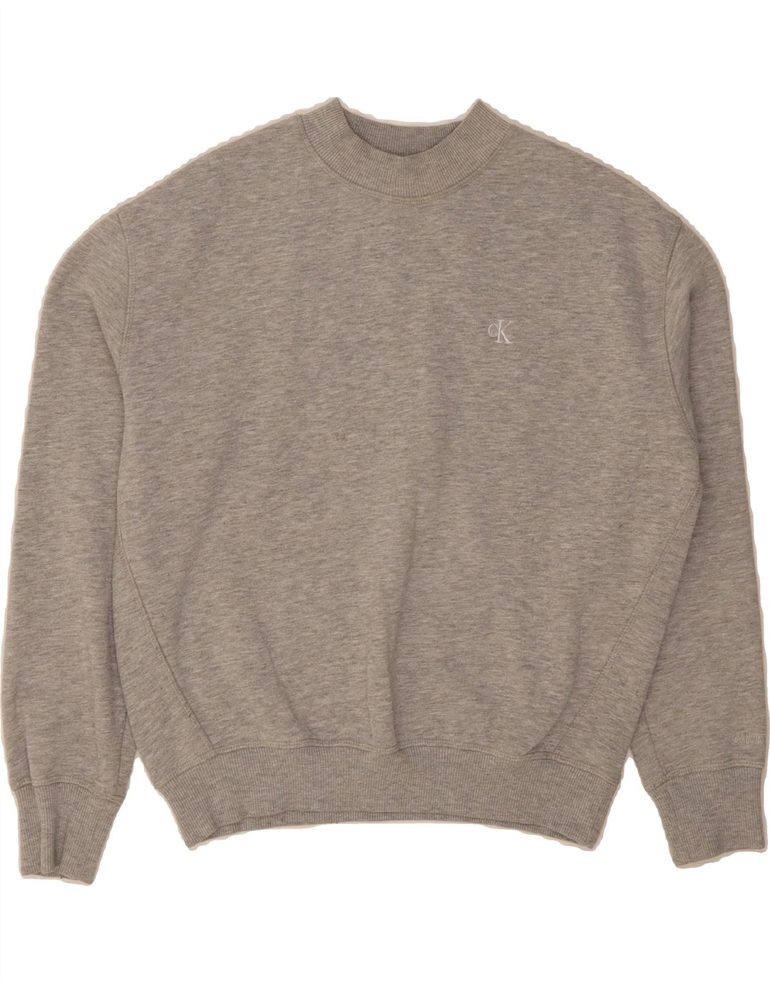CALVIN KLEIN JEANS Mens Graphic Sweatshirt Jumper Medium Grey Flecked Vintage Calvin Klein Jeans and Second-Hand Calvin Klein Jeans from Messina Hembry 