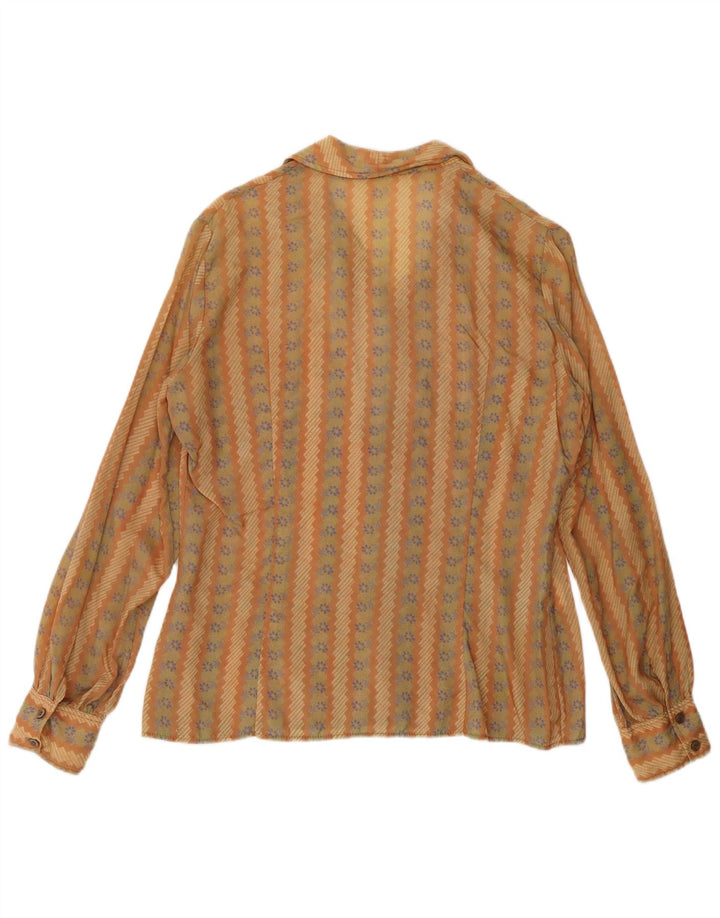 Vintage Damen Shirt UK 16 Large Beige Floral