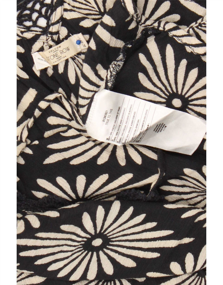Volcom Damen Cami Top UK 14 Große schwarze Viskose mit Blumenmuster