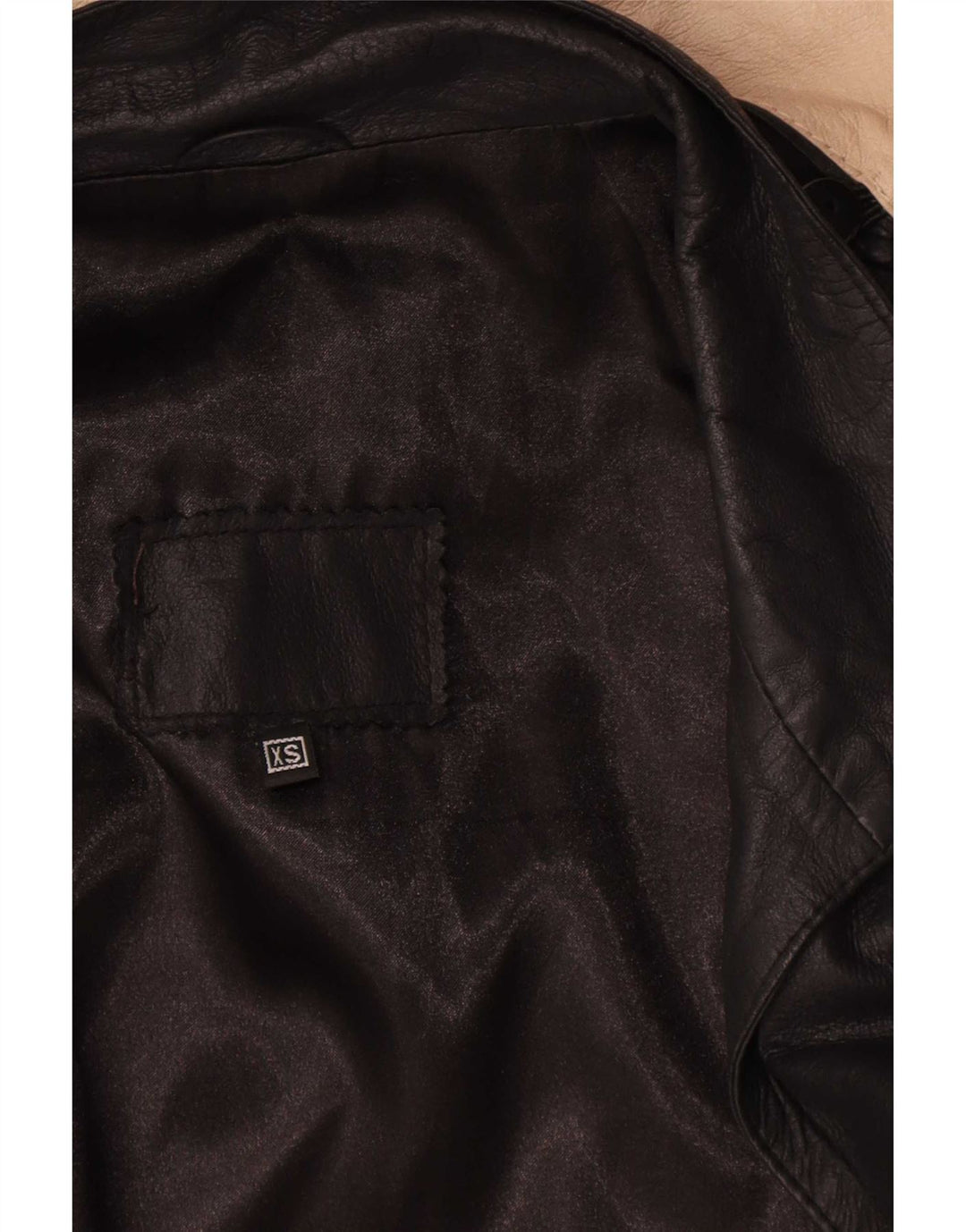 Vintage Damen Übergroßer Ledermantel UK 6 XS Schwarz