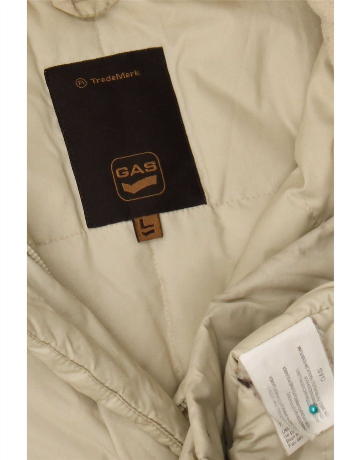 Gepolsterte Damenjacke mit Kapuze von Gas, UK 14, Größe L, Beige, Nylon
