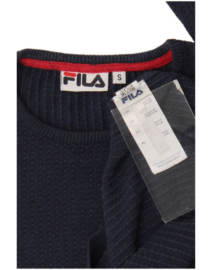 Fila Herren-Pullover mit Rundhalsausschnitt, Größe S, marineblaue Baumwolle