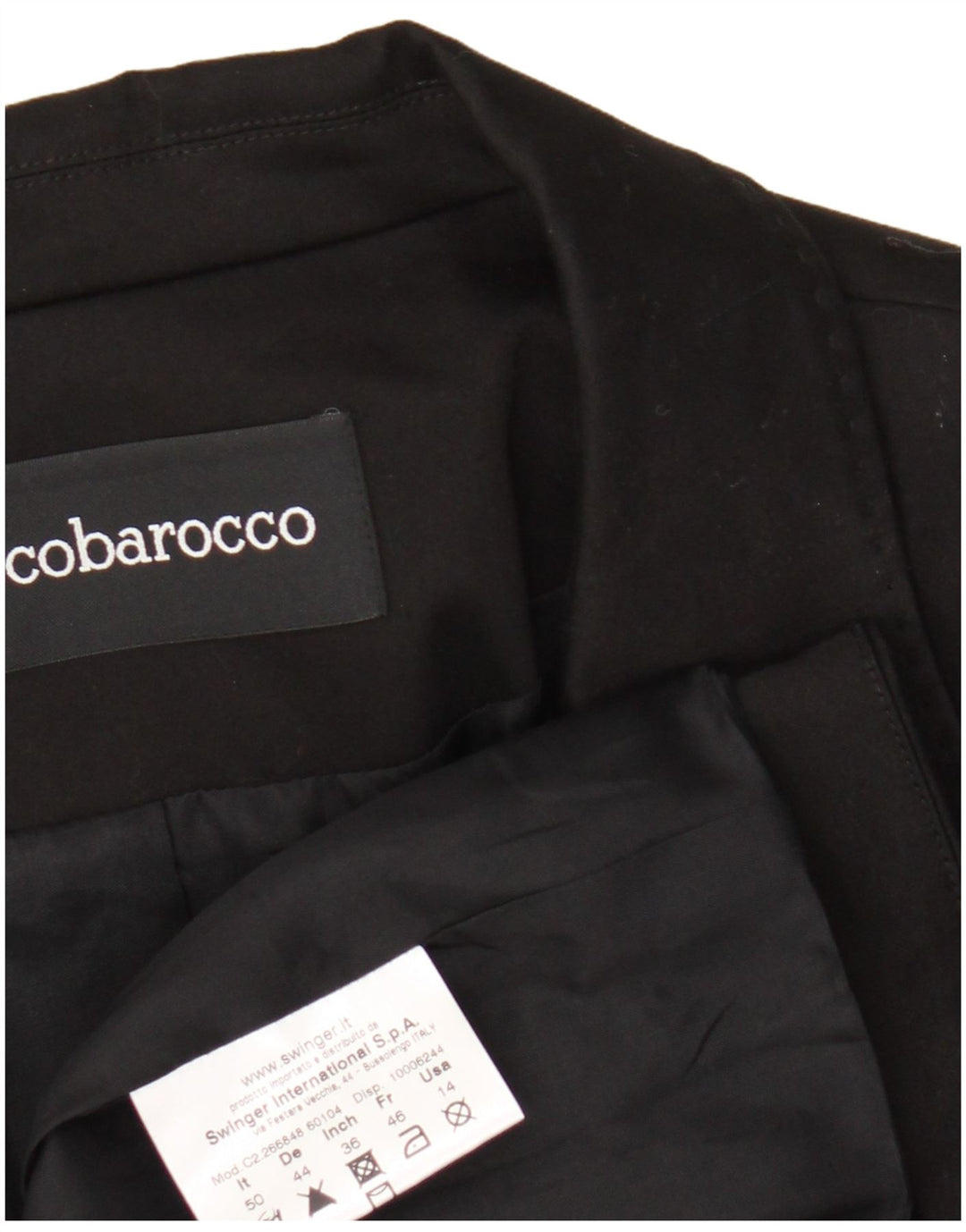Roccobarocco Damen 2-Knopf-Blazerjacke IT 50 XL Schwarz Baumwolle