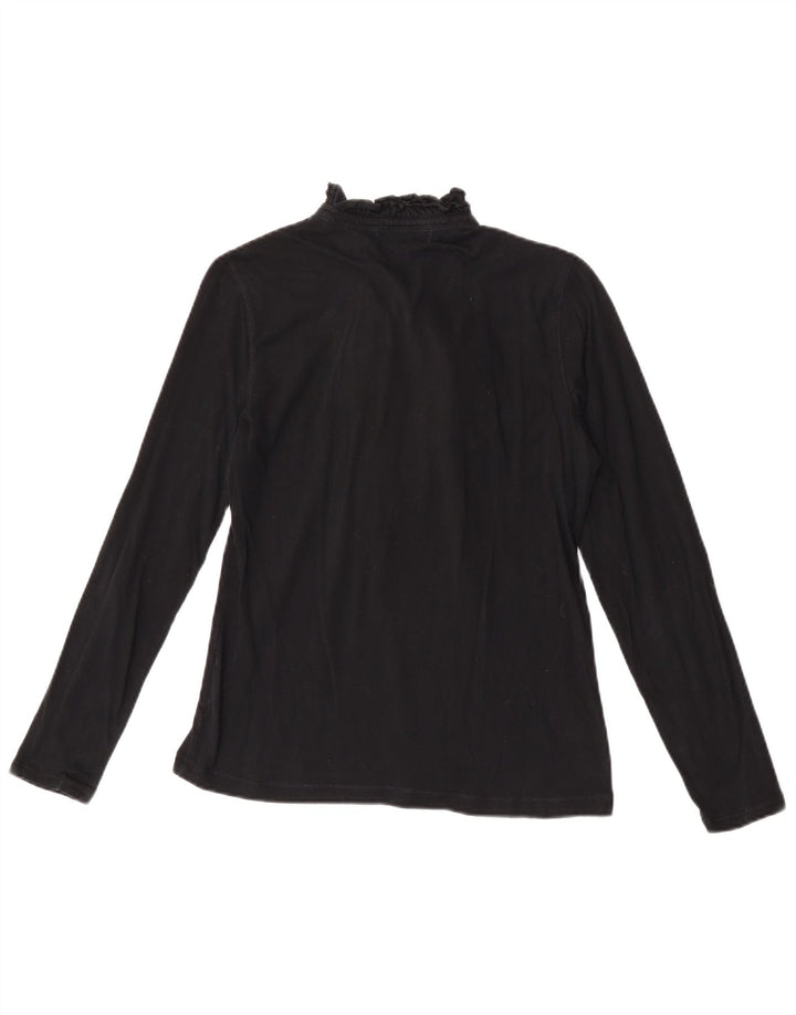 Ralph Lauren Damen-Oberteil mit Rüschen vorne, langärmlig, UK 12, Mittelschwarz