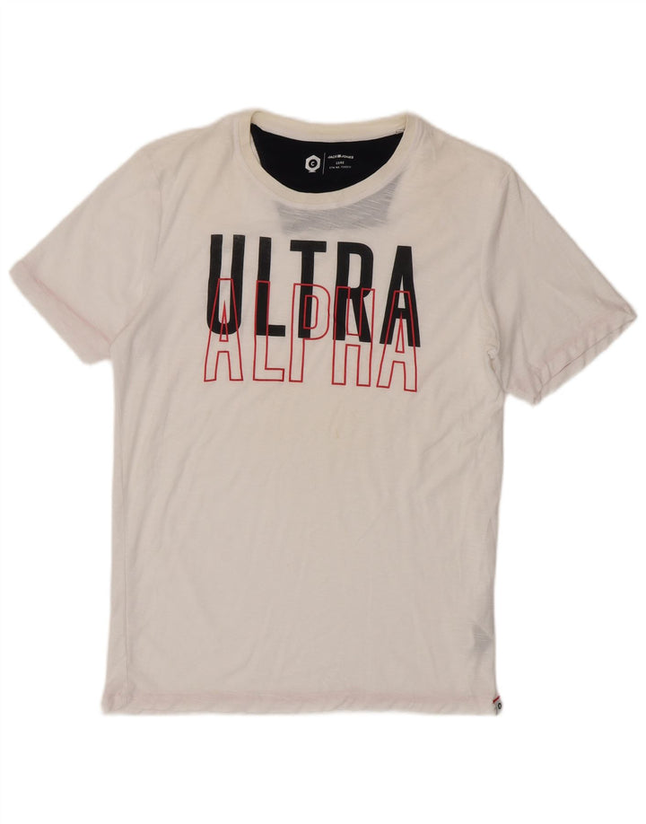 JACK & JONES Mens Graphic T-Shirt Top Large White Polyester