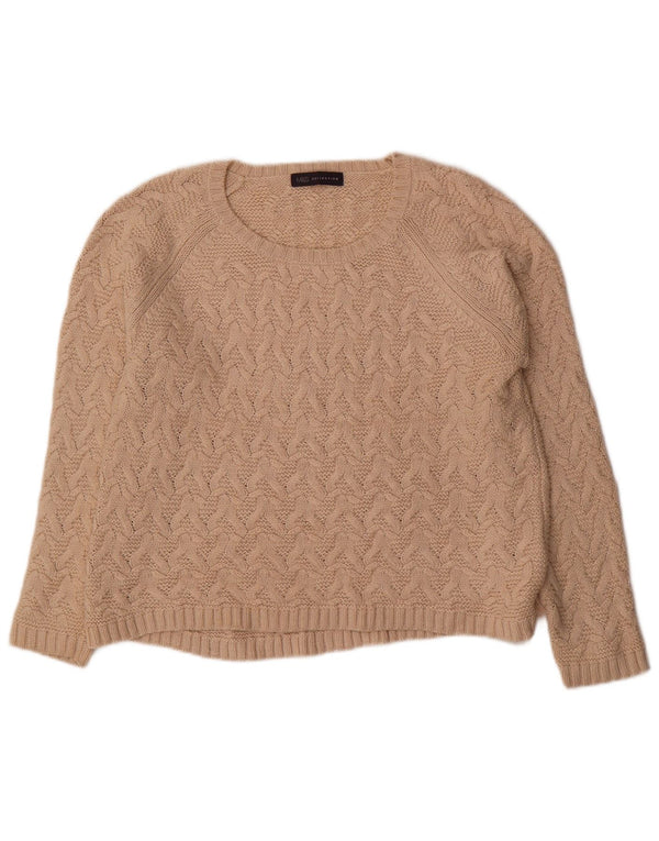 Marks & Spencer Damen-Pullover mit U-Boot-Ausschnitt, UK 14, Größe L, Beige, Acryl