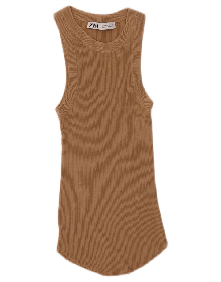 Zara Damen Weste Top UK 4 XS Beige Viskose