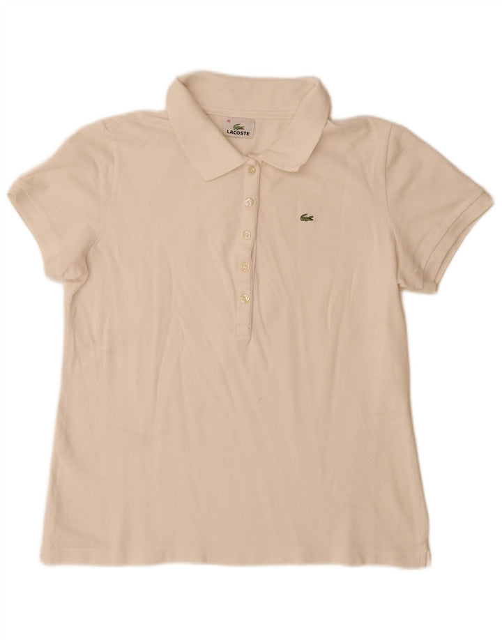 Lacoste Damen Poloshirt Größe 48 XL aus weißer Baumwolle