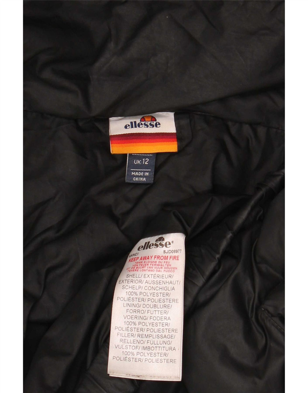 Ellesse Damen-Kapuzen-Übergröße, wattierte Jacke, UK 12, Mittelschwarz, Polyester