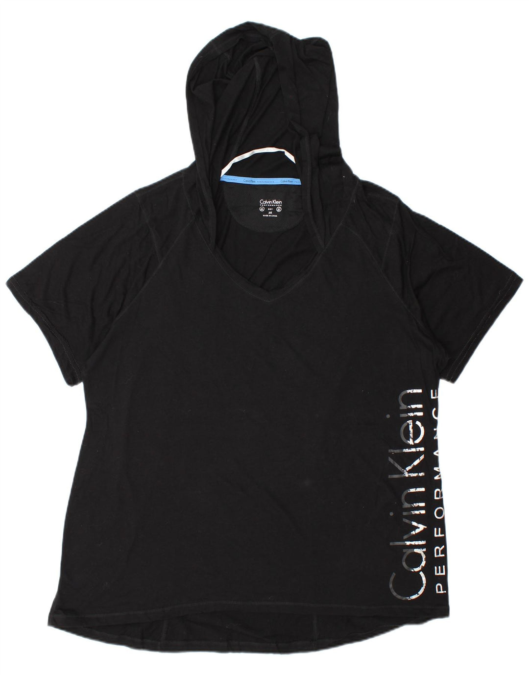 Calvin Klein Damen Übergroßes Grafik-T-Shirt-Oberteil UK 20 2XL Schwarze Baumwolle