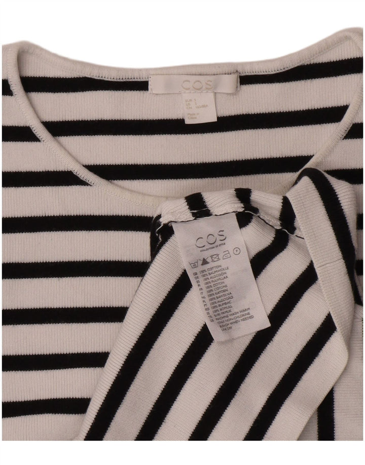 Cos Damen Top Langarm UK 10 Small Weiß gestreift