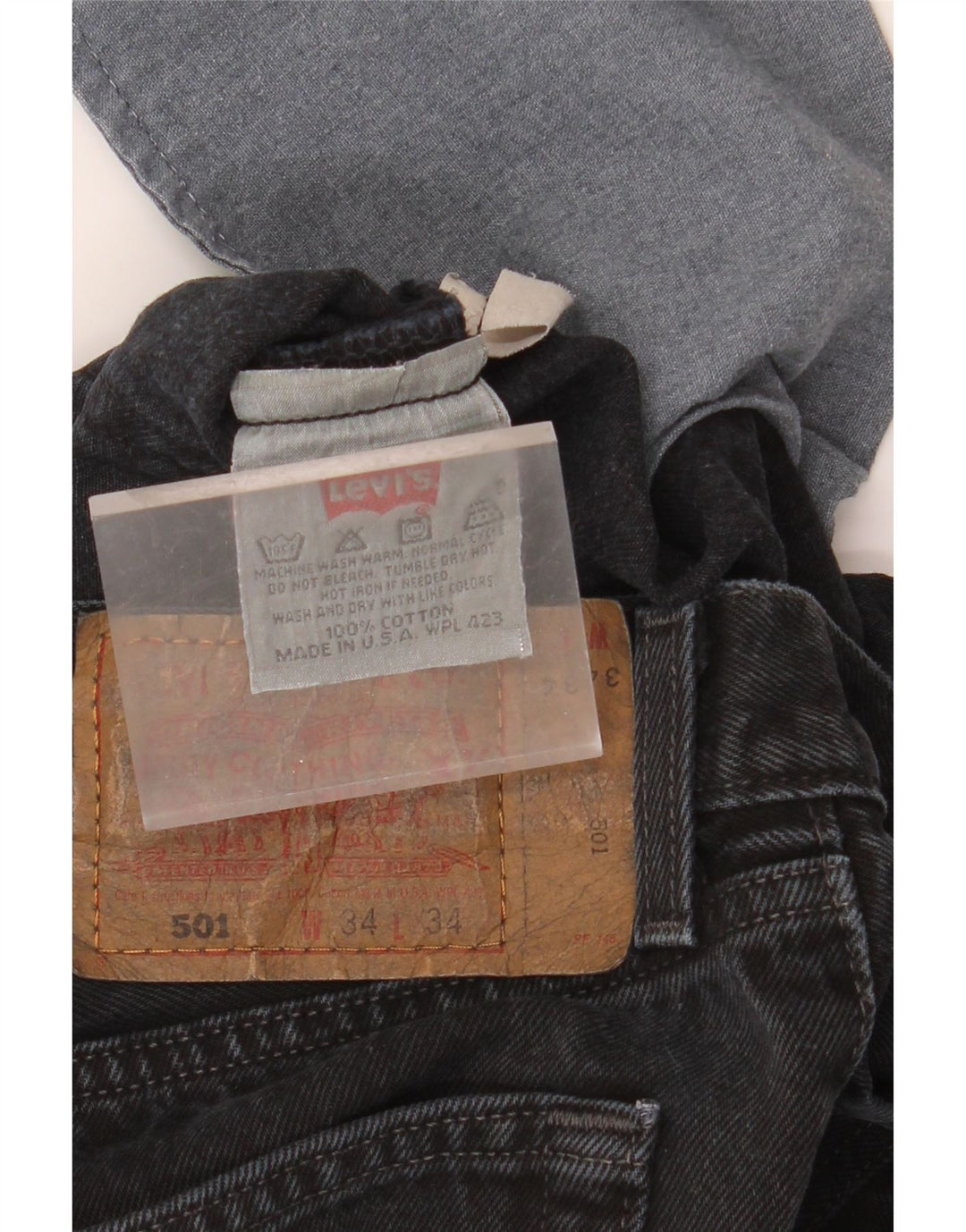 LEVI'S Herren 501 Straight Jeans W34 L34 Schwarze Baumwolle