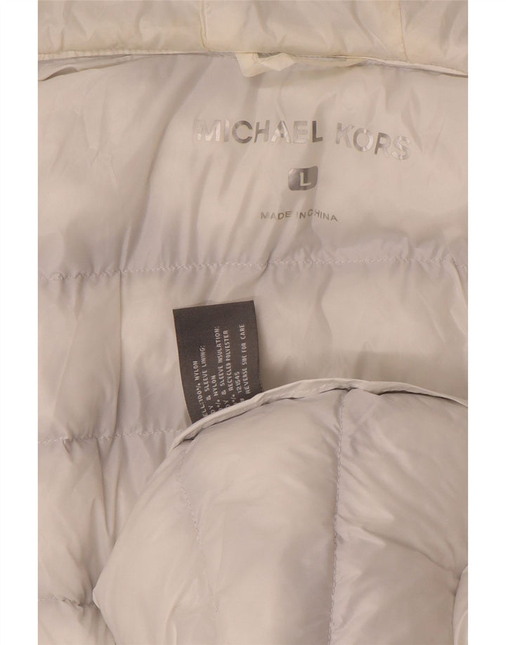 MICHAEL KORS Grafische gepolsterte Herrenjacke UK 40 Large Grau Farbblock