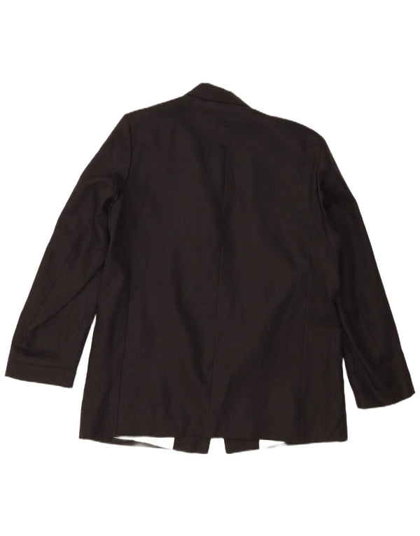 Zara Womens Open Blazer Jacke UK 18 XL Schwarz Leinen