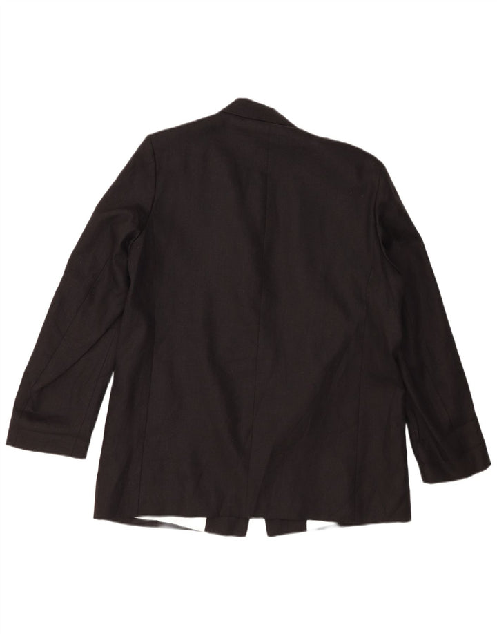 Zara Womens Open Blazer Jacke UK 18 XL Schwarz Leinen