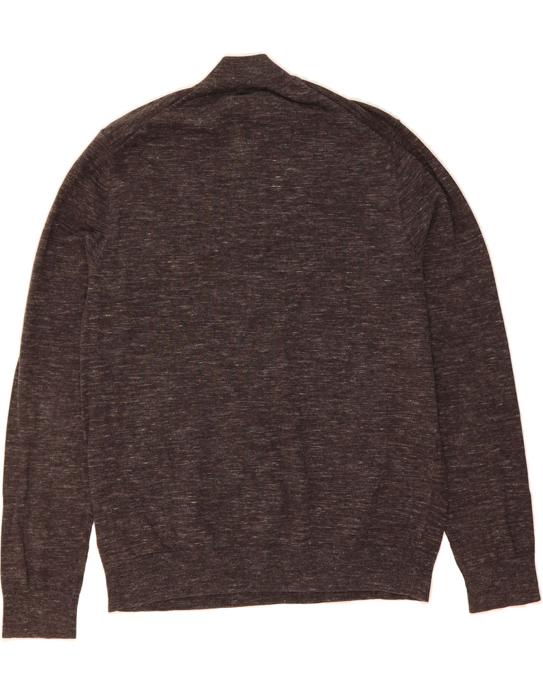 MARKS & SPENCER Mens Zip Neck Jumper Sweater Large Grey Flecked Cotton Vintage Marks & Spencer and Second-Hand Marks & Spencer from Messina Hembry 