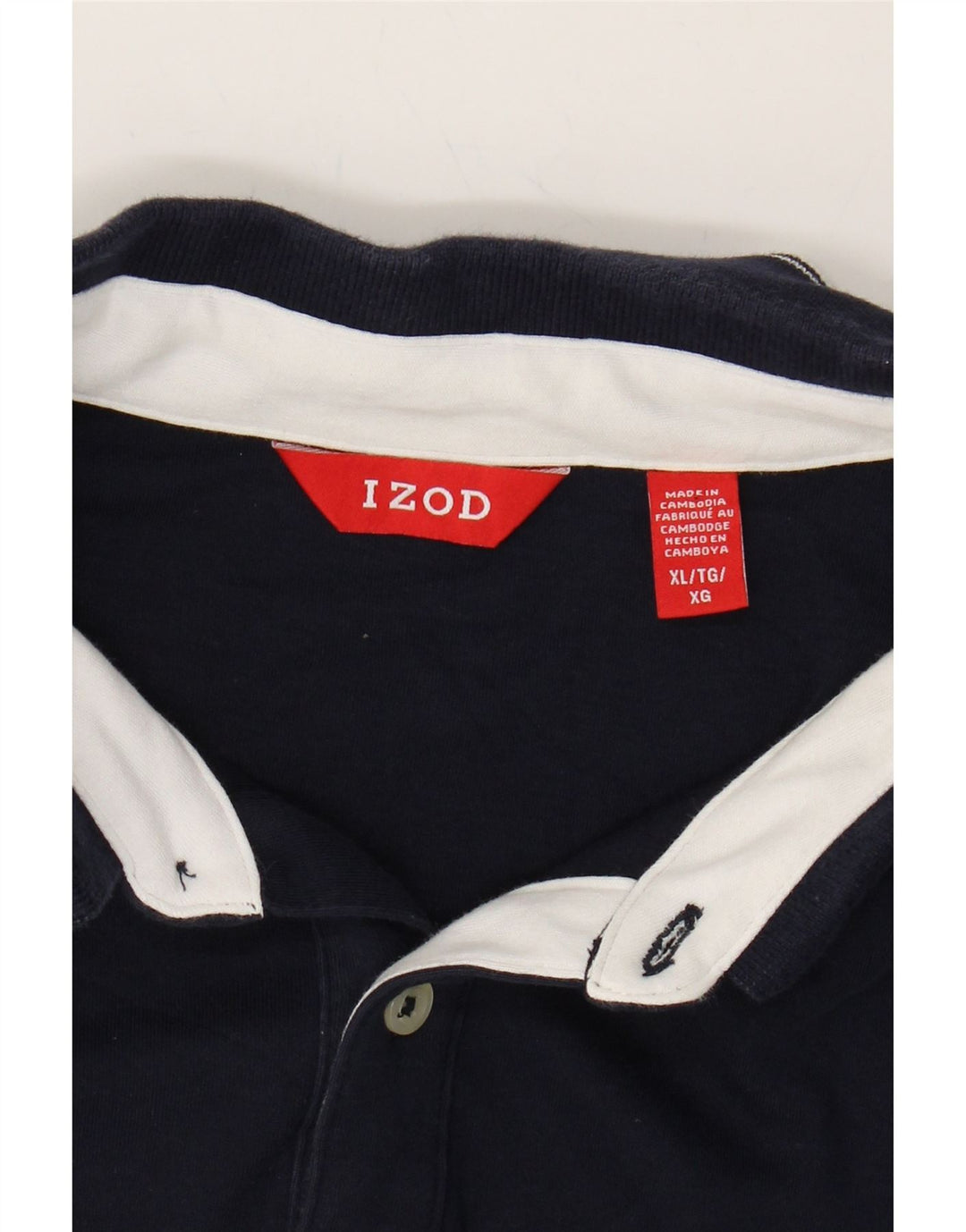 IZOD Mens Polo Shirt XL Navy Blue Cotton Vintage Izod and Second-Hand Izod from Messina Hembry 