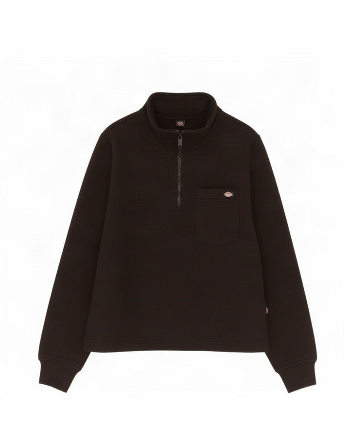 Dickies Damen-Sweatshirt mit Reißverschluss am Hals, Gr. 14, mittelschwarz