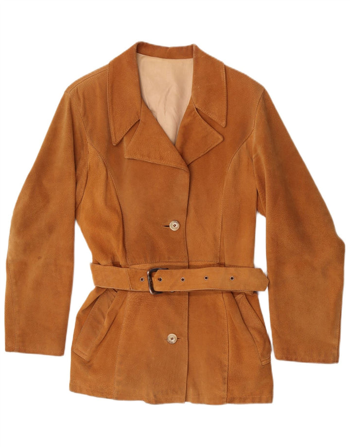 Vintage Damen Wildlederjacke UK 14 Mittelbraunes Leder